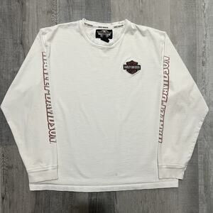 Harley Davidson Men's White Long Sleeve Motorcycle Biker T Shirt Size 2XL